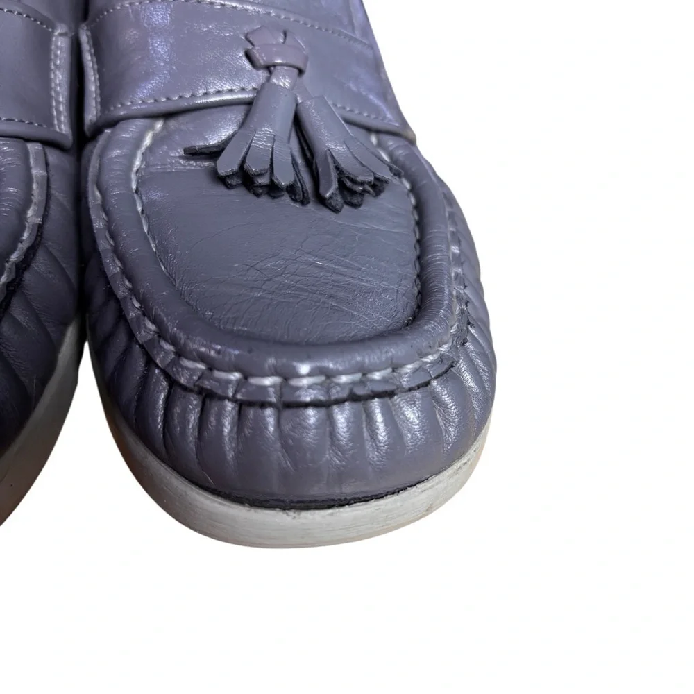 SAS (San Antonio Shoemakers) Tassel Leather Loafer Wedge Shoes in Gray – Sz 8.5M